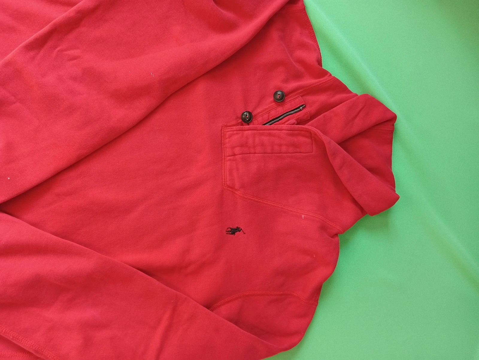 Polo Ralph Lauren Shawl Collar Buttoned Red Sweatshirt - Size M – photo 5